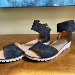 Gabor sandals, black cobra suede, size 7.5
